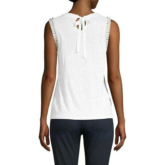 GENERATION LOVE Lucy rainbow studded tank top linen tee muscle t-shirt Sz XS NEW - Picture 4 of 8